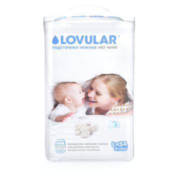 Подгузники LOVULAR HOT WIND размер L, от 9 до 13 кг (54 шт)