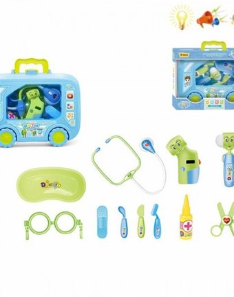 Миниатюра фотографии Наша игрушка игровой набор доктора со светом и звуком в чемоданчике (11 предметов)