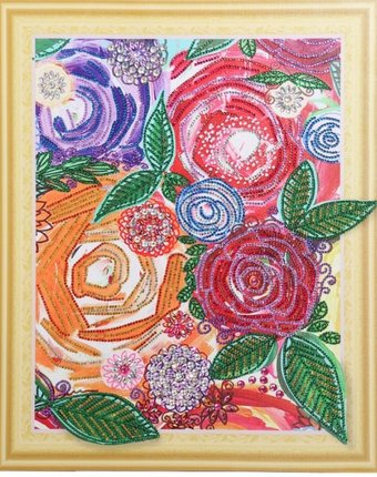 Color Kit Алмазная картина с фигурными стразами Винтажные цветы