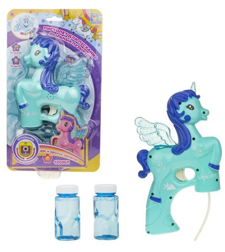 1 Toy Пистолет Единорог с мыльными пузырями со светом и звуком