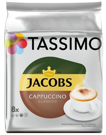 Миниатюра фотографии Jacobs кофе в капсулах cappuccino для машины tassimo 8 шт