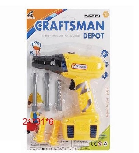 Игрушечная дрель Наша Игрушка Craftsman Depot с насадками