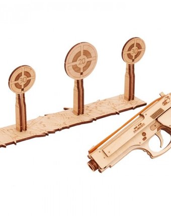 Миниатюра фотографии Wood trick 3d-пазл пистолет-резинкострел с мишенями