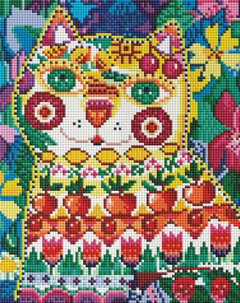 Миниатюра фотографии Белоснежка мозаичная картина кот в окошке 359-st-s