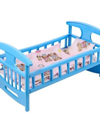 Миниатюра фотографии Мебель для кукол кроватка для кукол с постелькой гринпласт