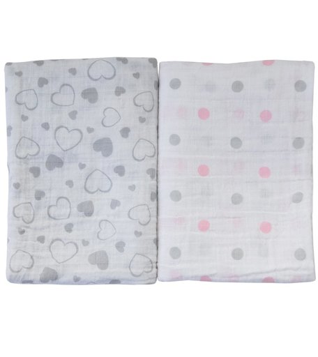 Пеленка Baby Nice Горох Сердечки 120 х 120