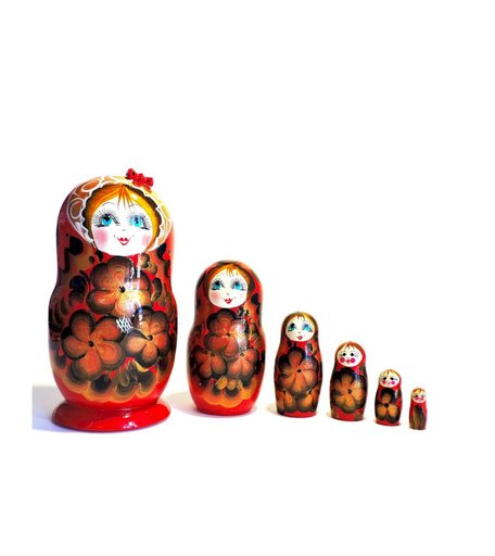 Матрешка Taowa Шестерка красная с золотистыми цветами
