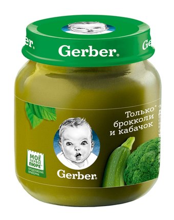 Пюре Gerber только брокколи-кабачок, с 6 месяцев, 130 г