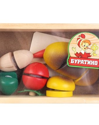 Миниатюра фотографии Деревянная игрушка буратино овощи на липучке