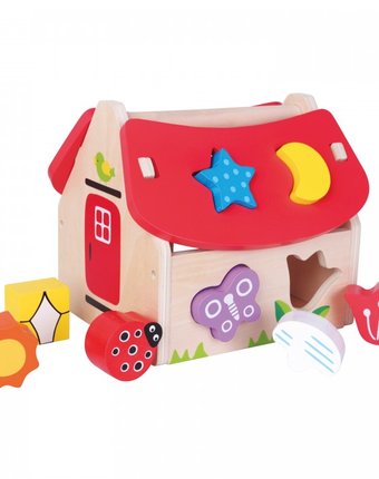 Миниатюра фотографии Деревянная игрушка new cassic toys домик-сортер 10563