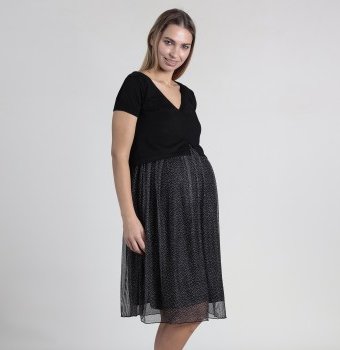 Миниатюра фотографии Платье с имитацией футболки и юбки для беременных oh ma, черный