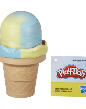 Миниатюра фотографии Набор для лепки из пластилина play-doh мороженое желто-голубое