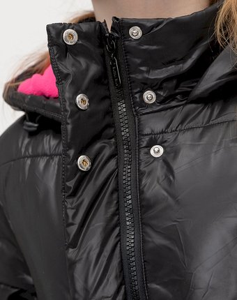 Миниатюра фотографии Пальто зимнее с капюшоном черное button blue