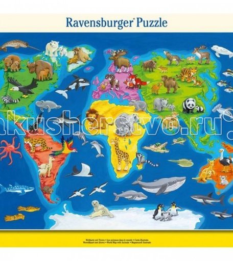 Ravensburger Пазл Карта мира с животными 30 элементов
