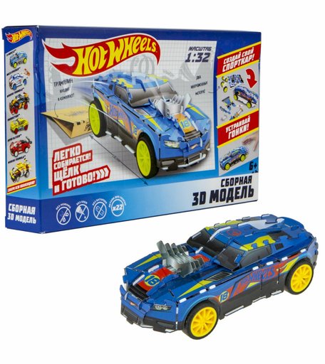 Конструктор 1Toy Hot Wheels сборная модель D-Muscle (в компл. 1 автомобиль, 2 инерц. двигателя, коробка)