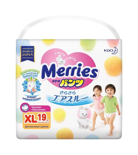 Трусики-подгузники Merries Big, р. 5, 12-22 кг, 19 шт