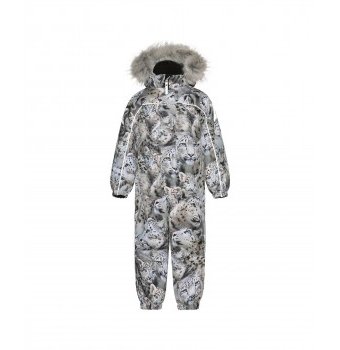 Миниатюра фотографии Комбинезон зимний molo polaris fur, snowy leopards, серый