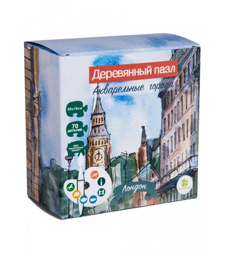 Деревянная игрушка Clever Energy пазл Акварельные города Лондон