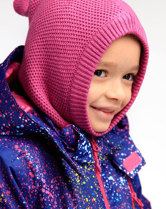 Миниатюра фотографии Розовая шапка-шлем для девочки