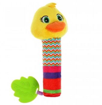 Текстильная игрушка погремушка-пищалка "Утка" с прорезывателем Умка