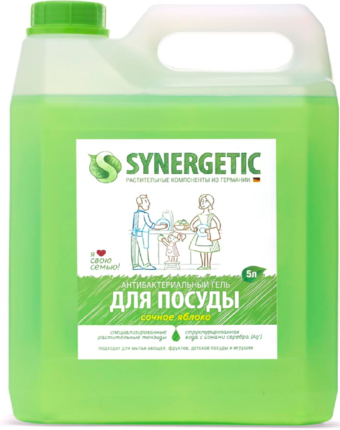Средство Synergetic (Синергетик), для мытья детской посуды и фруктов, Яблоко, 5 л.