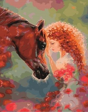 Миниатюра фотографии Paintboy картина по номерам лошадка с девочкой