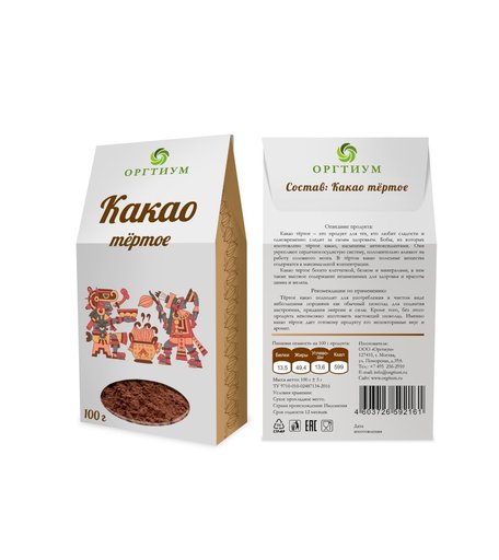 Натуральная продукция ОРГТИУМ Какао тертое, 100 гр
