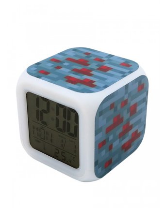 Часы Pixel Crew будильник Блок красной руды пиксельные с подсветкой