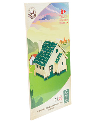 Миниатюра фотографии Деревянный конструктор wooden toys европейский дом (зеленый)