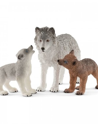 Миниатюра фотографии Schleich игровые фигурки самка волка со щенками