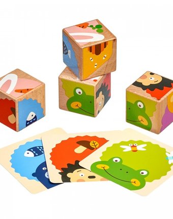 Миниатюра фотографии Деревянная игрушка lucy & leo набор кубиков угадай кто?