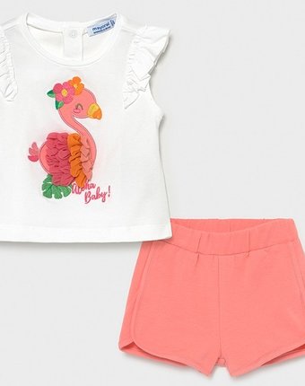 Миниатюра фотографии Mayoral комплект для девочки (шорты, футболка) птичка 1232
