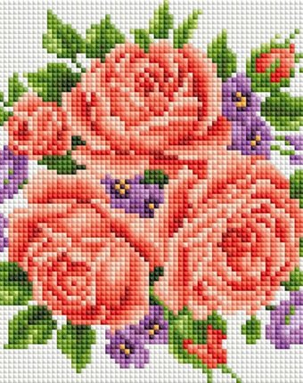 Миниатюра фотографии Белоснежка мозаичная картина розы и фиалки 459-st-ps