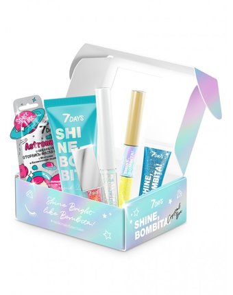 7Days Подарочный набор для голографического макияжа shine bombita crystal box №403 6 средств
