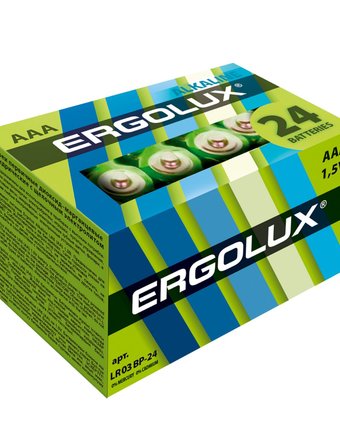 Батарейки ERGOLUX Алкалиновые, ААА/LR03 24