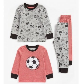 Пижамы "Футбол", 2 шт., серый, красный