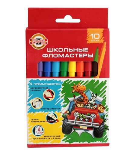 Фломастеры Koh-I-Noor Веселые животные 10 цветов