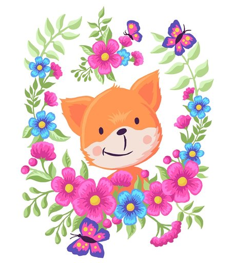 Набор для раскрашивания по номерам ФРЕЯ Лисенок в цветах