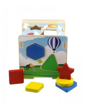 Миниатюра фотографии Деревянная игрушка сибирский сувенир сортер куб геометрия