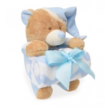 Миниатюра фотографии Набор «игрушка мягконабивная "медвежонок" с пледом 90 х 75 см», голубой