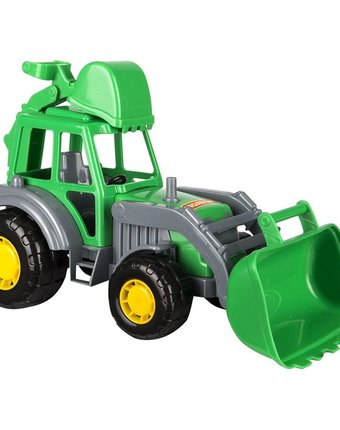 Миниатюра фотографии Трактор-экскаватор полесье мастер цвет: зеленый
