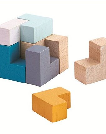 Миниатюра фотографии Деревянная игрушка plan toys 3d пазл - куб