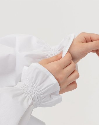 Миниатюра фотографии Блузка белая с объемными рукавами button blue