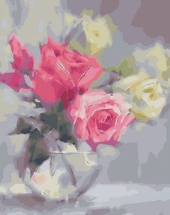 Paintboy Картина по номерам Розы в стеклянной вазе