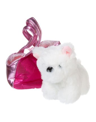 Миниатюра фотографии Мягкая игрушка abtoys животные в сумочках. собачка 16 см цвет: белый