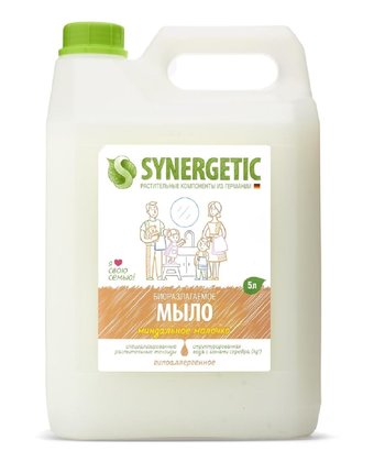 Миниатюра фотографии Мыло synergetic (синергетик), жидкое, миндальное молочко, 5 л.