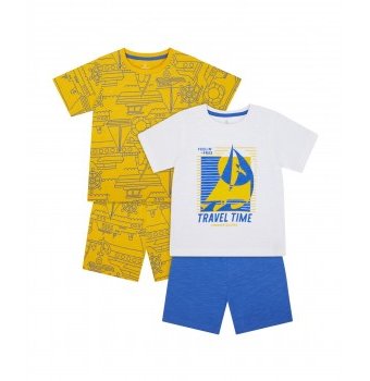 Пижамы "Время путешествий", 2 шт., белый, синий, желтый