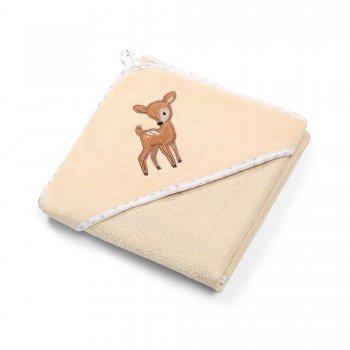 Полотенце велюровое с капюшоном BabyOno, 100 x 100 cм, бежевый