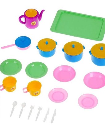 Миниатюра фотографии Игровой набор посуды пластмастер обед