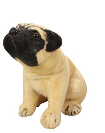 Миниатюра фотографии Мягкая игрушка super01 собака мопс 20 см цвет: бежевый
